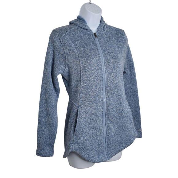 Eddie Bauer Womens Blue Heathered Full Zip Hooded Fleece Long Sleeve Jacket S - Picture 4 of 9